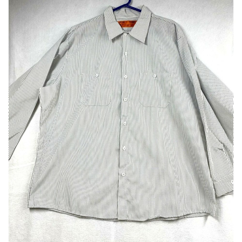 Cornerstone Mens Button Front Shirt White Blue Str